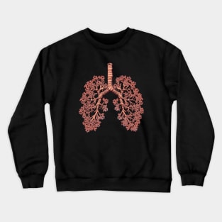 Lung Anatomy art, coral color, Cancer Awareness Crewneck Sweatshirt